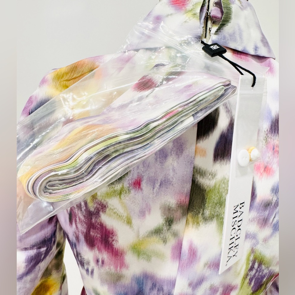 BADGLEY MISCHKA Floral-print multicolor Long Sleeve Taffeta Mermaid Gown - Picture 12 of 16